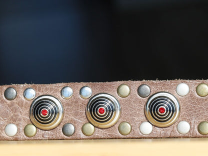 Brown Cuff Bracelet, Leather Bracelet, Wire-cable Chain, metal button leather Bracelet, brown Leather Wrap Bracelet, poppers/chunks/buttons