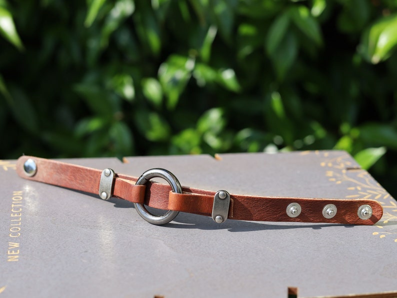Leather O-Ring Bracelet, Leather Bracelet,Wire-cable Chain,metal button leather Bracelet, brown Leather Wrap Bracelet,poppers,chunks,buttons