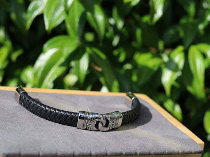 Neo-Gothic Style Box Chain Charm, Leather black Bracelet, Wire-cable Chain, Bangles, black Leather Wrap Bracelet,poppers, chunks, buttons