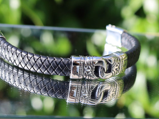 Neo-Gothic Style Box Chain Charm, Leather black Bracelet, Wire-cable Chain, Bangles, black Leather Wrap Bracelet,poppers, chunks, buttons