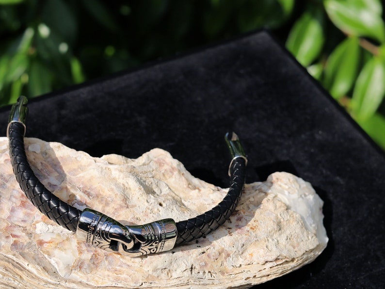 Neo-Gothic Style Box Chain Charm, Leather black Bracelet, Wire-cable Chain, Bangles, black Leather Wrap Bracelet,poppers, chunks, buttons
