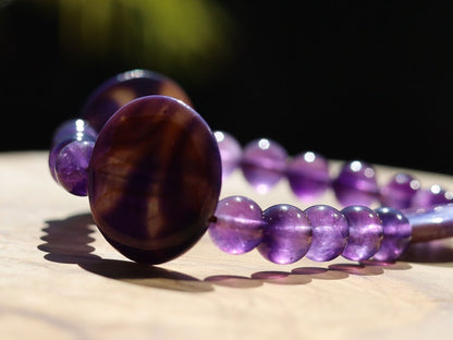 Coin shaped Mother of Pearl Shell beaded bracelet with Amethyst is a natural tranquilizer. powerful way to express your individuality