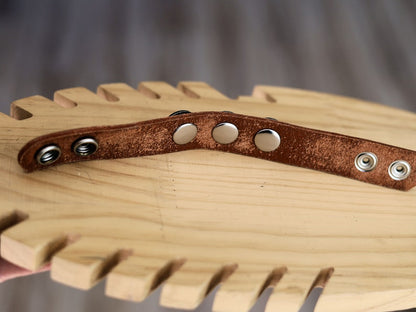 Brown Cuff Bracelet, Leather Bracelet, Wire-cable Chain, metal button leather Bracelet, brown Leather Wrap Bracelet,poppers,chunks, buttons.