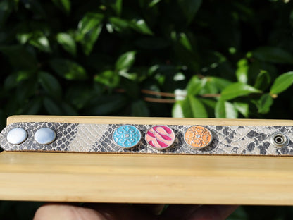 Snake Cuff Bracelet, Leather Bracelet, Wire-cable Chain, metal button leather Bracelet, brown Leather Wrap Bracelet, poppers,chunks, buttons
