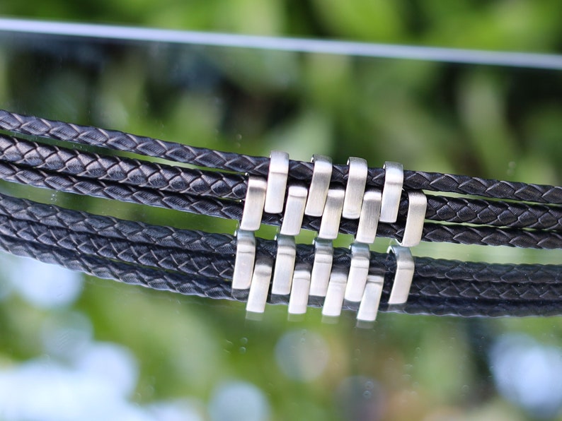 Double Layer Black Steel , Leather black Bracelet, Wire-cable Chain, Bangles, black Leather Wrap Bracelet, poppers, chunks, buttons