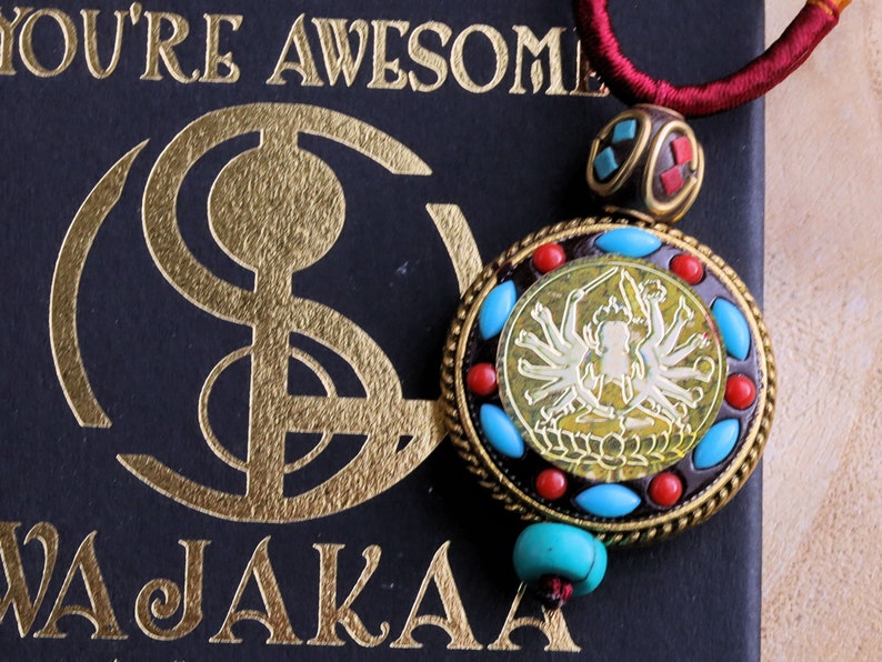 Beautiful Large Nepalese Bead with Antique Silver tone Metal, Turquoise and Coral. Size: approx 42 mm length x 14,5 mm across