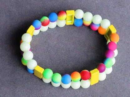 Introducing our stunning multi color Double-Row UV-Reactive Bracelet , the ultimate accessory to light up your night,UV Reactive Fluorescent