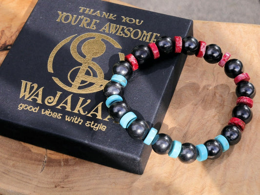 SHUNGITE Heishi Gemstone Beads, Sea Sediment Jasper turquoise blue/ red. Tibetan Magical Natural Stripe Raja Kayu Bead King  Wood