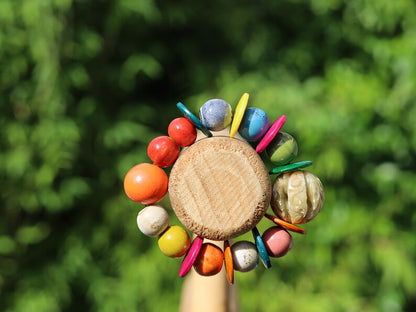 Soapstone round green bead, 24 mm Bracelet, With 18 mm Wooden coloreds beads are hip, cool and trendy!