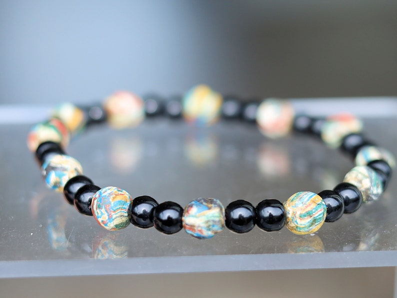 Natural Obsidian Beaded bracelet Round Carved Om Mani Padme Hum. Om Mani Padme Hum Obsidian Beaded Bracelet