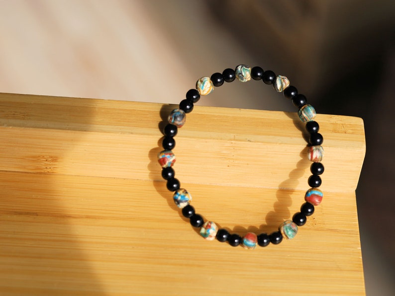 Natural Obsidian Beaded bracelet Round Carved Om Mani Padme Hum. Om Mani Padme Hum Obsidian Beaded Bracelet