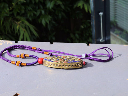 Oval with Teardrop, pendant with Hand Knotted Adjustable Cord String Necklace. Handmade Indonesian beads are exquisite and diverse
