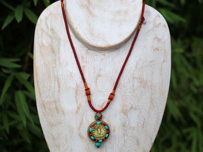 Beautiful Large Nepalese Bead with Antique Silver tone Metal, Turquoise and Coral. Size: approx 42 mm length x 14,5 mm across