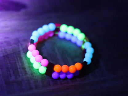 Introducing our stunning multi color Double-Row UV-Reactive Bracelet , the ultimate accessory to light up your night,UV Reactive Fluorescent