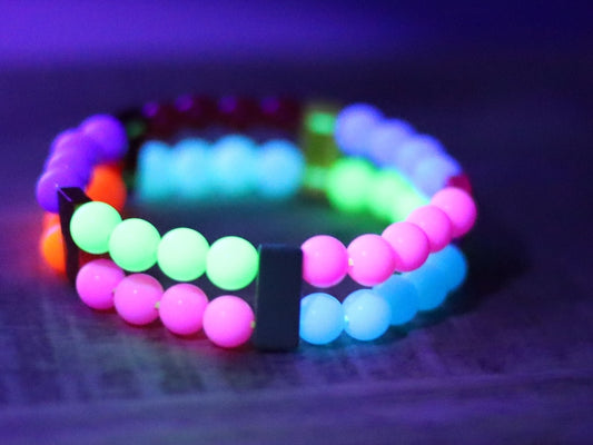Introducing our stunning multi color Double-Row UV-Reactive Bracelet , the ultimate accessory to light up your night,UV Reactive Fluorescent