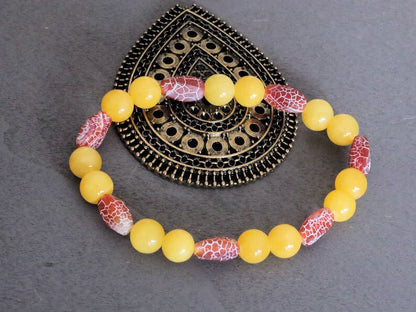 Yellow Chalcedony Jade combined Wonderful Rare Tibetan Dragon Vein Agate Dzi Cut Beads. Nepalese & Tibetan. your taste and style