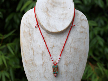 Sacred syllable "Om", with Brass Findings, Nickel Free, Rectangle with Om Symbol, Chevron-style TRADE BEADS: Africa Nepal