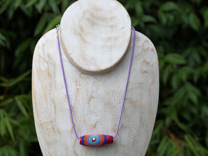 Rice Handmade Indonesia Beads, with Platinum Metal Color Aluminum Cores and Iron Findings, Red, 46~47.5x17.5mm, Hole: 4mm