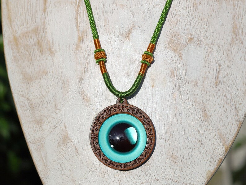 Dragon Eyes necklace, different colors, strength, power, and authority, Wood Cabochon, personal empowerment, courage, and self-assurance