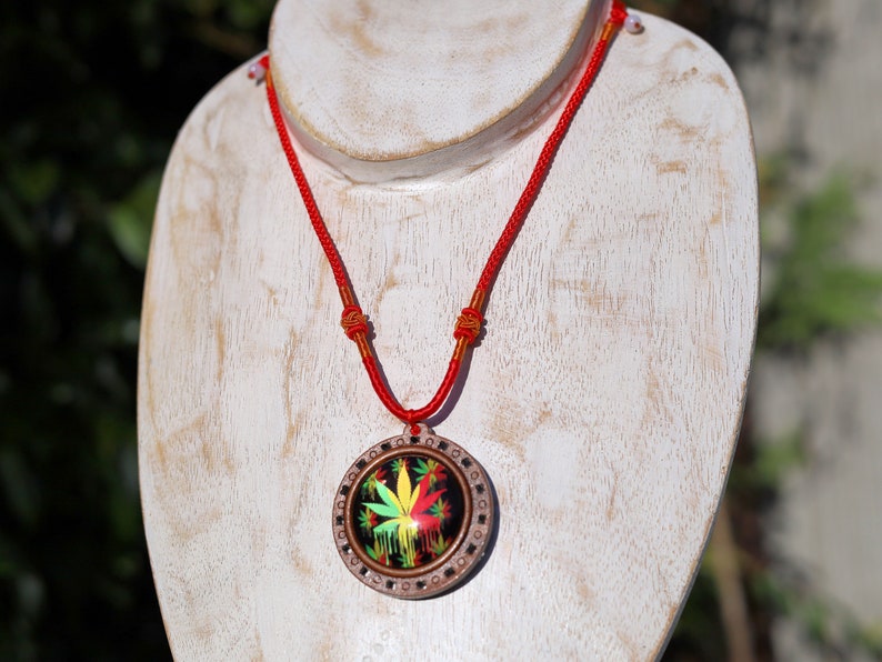 Marijuana pendant necklace, Psychedelic Pot Leaf Leaves, marijuana, cannabis, weed, pot, ganja,herb, Mary Jane,420, THC,blunt,bong