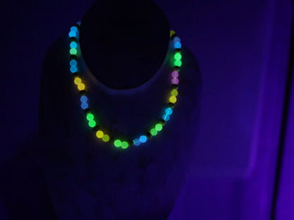 Glow UV Necklace, Party, festival, necklaces Rave, necklace, accessories Glow, bead, necklace LED, light-up, necklace Sound-reactive