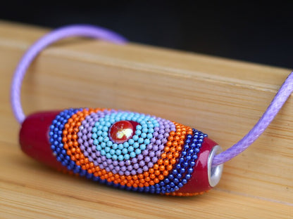 Rice Handmade Indonesia Beads, with Platinum Metal Color Aluminum Cores and Iron Findings, Red, 46~47.5x17.5mm, Hole: 4mm