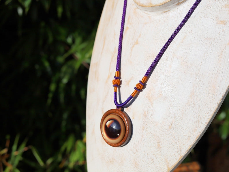 Dragon Eyes necklace, different colors, strength, power, and authority, Wood Cabochon, personal empowerment and self-assurance
