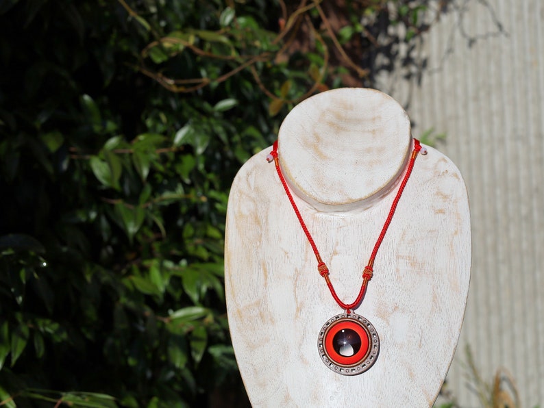 Dragon Eyes necklace, different colors, strength, power, and authority, Wood Cabochon, personal empowerment and self-assurance