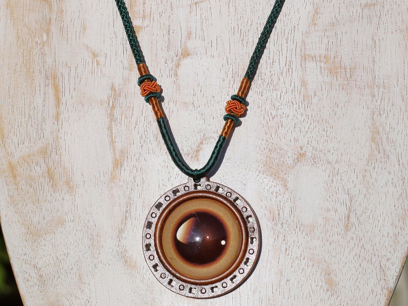 Dragon Eyes necklace, different colors, strength, power, and authority, Wood Cabochon, personal empowerment and self-assurance