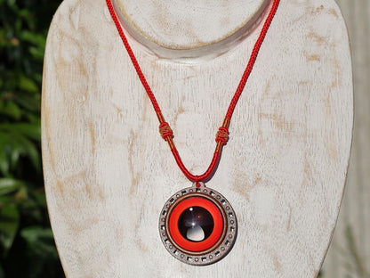 Dragon Eyes necklace, different colors, strength, power, and authority, Wood Cabochon, personal empowerment and self-assurance