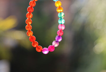 Flashy set bracelets with Natural Stone 7 Chakra Healing Beads Dragon Veins. Natural Himalayan Rainbow Quartz Crystal drum beads