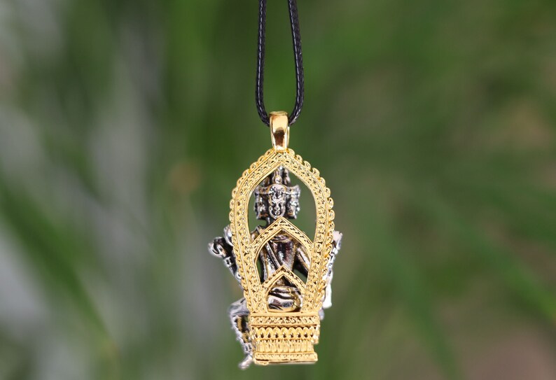 Exquisite Buddhist Sculpture Buddha Pendant necklace. Reminder of the path toward enlightenment and the pursuit of inner peace
