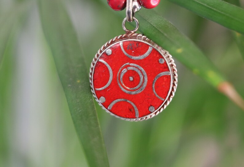 Limited Tibetan, Nepal Tibetan Coral Handmade Pendant necklace. Whether you're attending a special event or adding a touch of sophistication