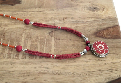 Limited Tibetan, Nepal Tibetan Coral Handmade Pendant necklace. Whether you're attending a special event or adding a touch of sophistication