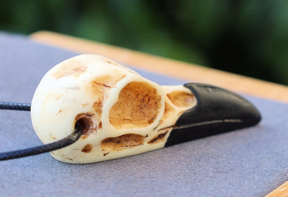 3D Raven Bird Skull Necklace. Each piece is a unique work of art, handcrafted from resin to capture the intricate details