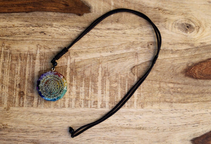 Orgonite, chakra, pendants including amethyst, lapis lazuli, turquoise, green aventurine, citrine, carnelian and Red jasper.