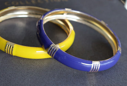 Set India 2x Purple. yellow  Enamel Gold Plated Set of 2 Bangles. Embrace your beauty and highlight your pretty appearance