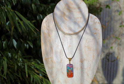Orgonite, chakra, pendants including amethyst, lapis lazuli, turquoise, green aventurine, citrine, carnelian and Red jasper.