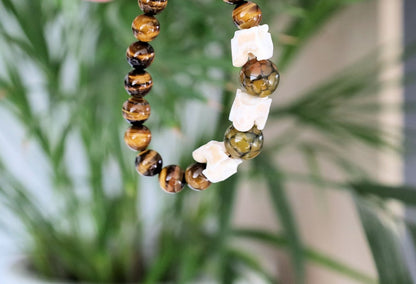 Real Snake Vertebrae with Dragon 15mm veins natural jade and Tiger Eye beads.snake jewelry can help bring closer to their own transformation