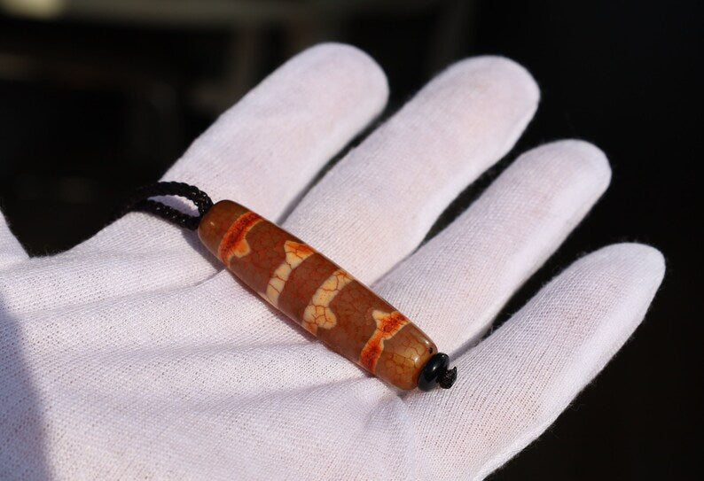 Handmade Original Tibetan,Stripe Dzi Bead,Tibetan Chung, Utmost Pure Agate pendant necklace.   to get in tune with this bead