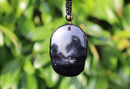 Obsidian Scrub Pendant Black Guanyin Head Pendants Ornate Buddha Head. 40x 50cm , weight 62 gr.