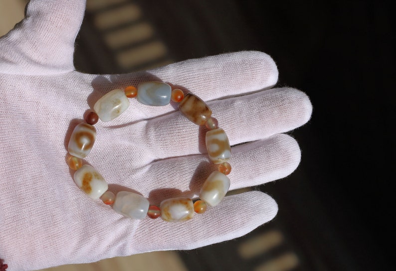 Old Tibetan Natural Tianzhu Agate Disc Beads Bracelet protective talisman. highly valuable beauty and their spiritual significance
