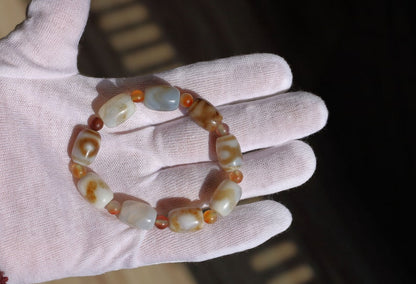Old Tibetan Natural Tianzhu Agate Disc Beads Bracelet protective talisman. highly valuable beauty and their spiritual significance