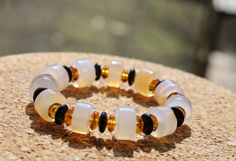 Old Tibetan Natural Tianzhu Agate Disc Beads Bracelet protective talisman. highly valuable beauty and their spiritual significance