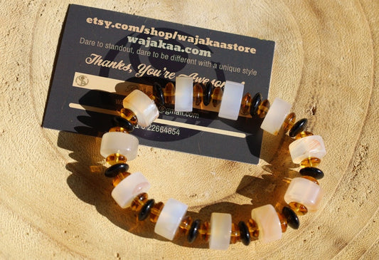Old Tibetan Natural Tianzhu Agate Disc Beads Bracelet protective talisman. highly valuable beauty and their spiritual significance