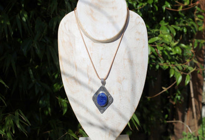 Gorgeous Lapis Lazuli 925 Silver Plated Handmade Pendant   Lapis lazuli is a deep-blue metamorphic rock that has been prized since antiquity for its intense color