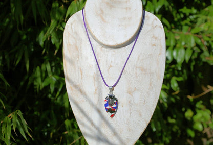 Blue Sunstone with Rainbow Calsilica  925 Silver Plated Handmade Pendant