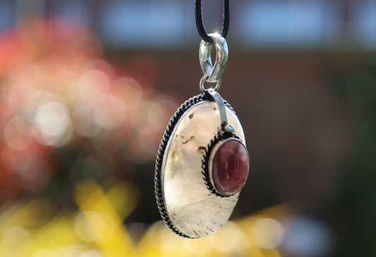Scolecite, Amethyst 925, silver plated pendant.  Scolecite and Amethyst are both powerful crystals in the metaphysical world, each with unique properties and energies.