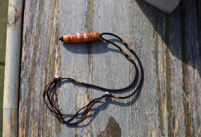 Handmade Original Tibetan,Stripe Dzi Bead,Tibetan Chung, Utmost Pure Agate pendant necklace.   to get in tune with this bead