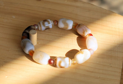 Old Tibetan Natural Tianzhu Agate Disc Beads Bracelet protective talisman. highly valuable beauty and their spiritual significance
